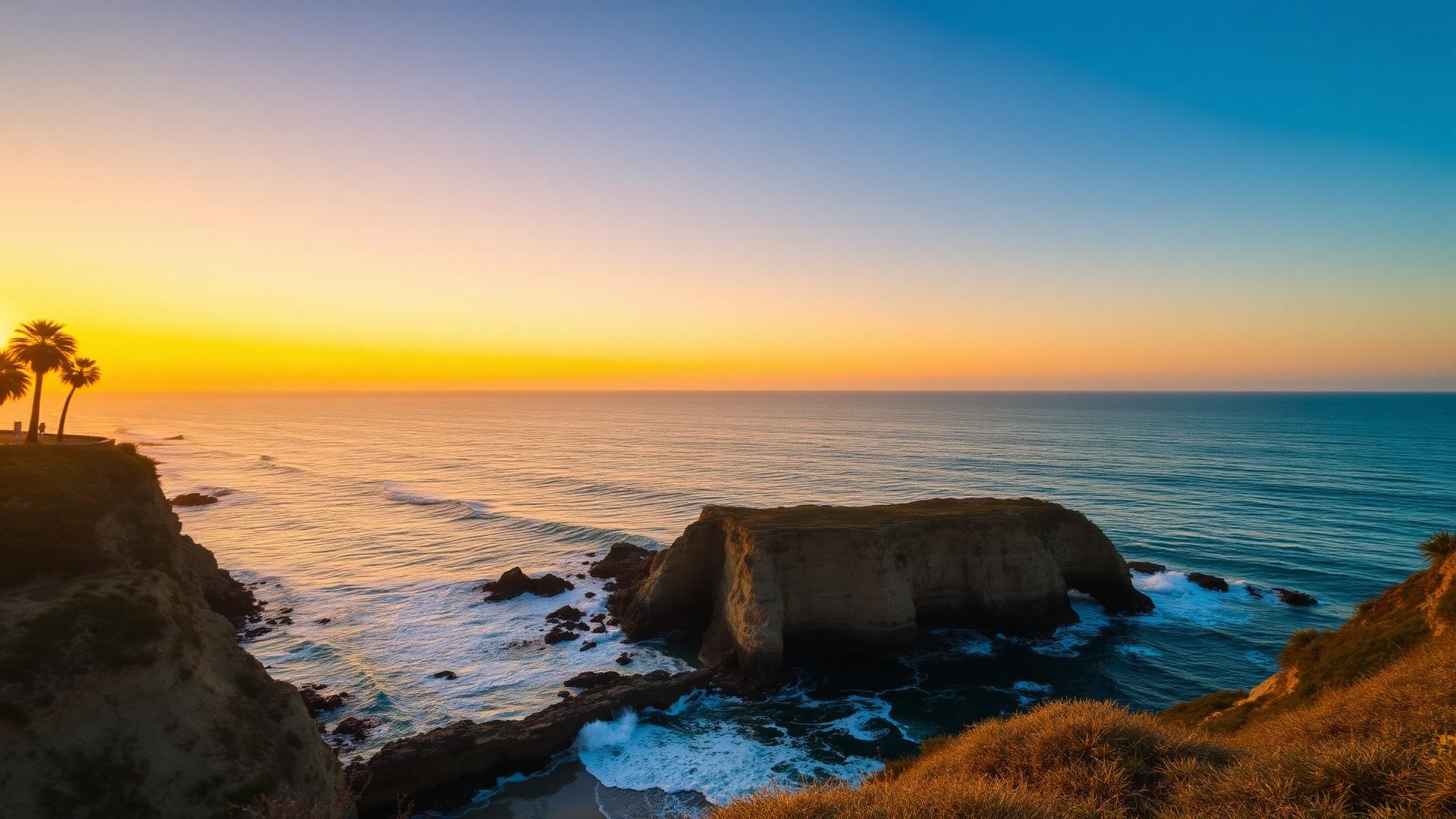 Carlsbad coastline at sunset